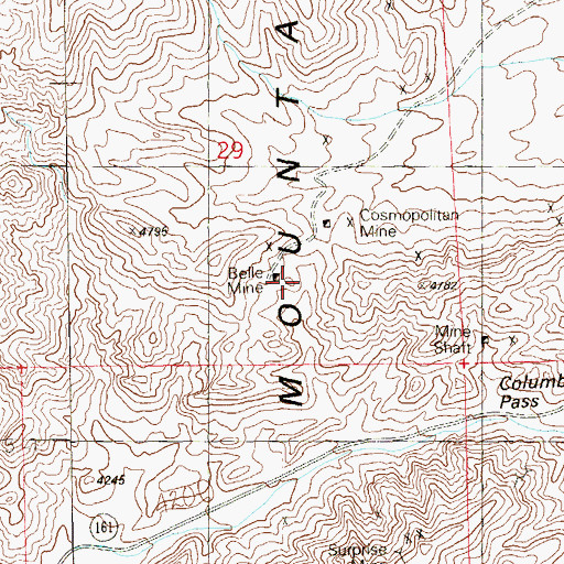 Topographic Map of Belle Mine, NV