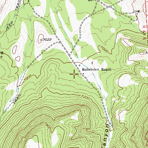 Topographic Map of Bellehelen Ranch, NV