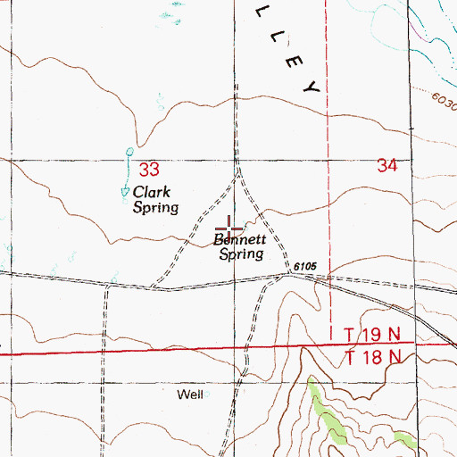 Topographic Map of Bennett Spring, NV