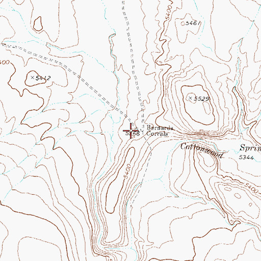 Topographic Map of Bernards Corrals, NV
