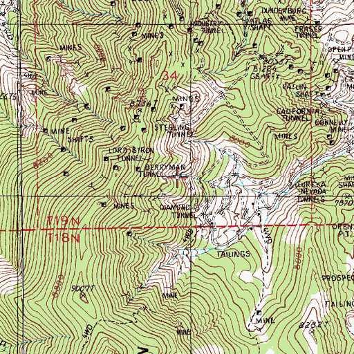 Topographic Map of Berryman Tunnel, NV