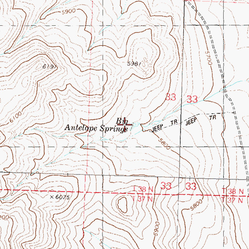 Topographic Map of Big Antelope Springs, NV