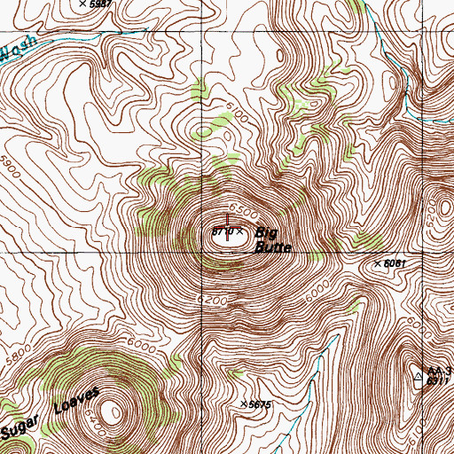 Topographic Map of Big Butte, NV