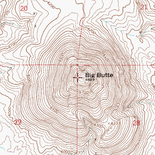 Topographic Map of Big Butte, NV