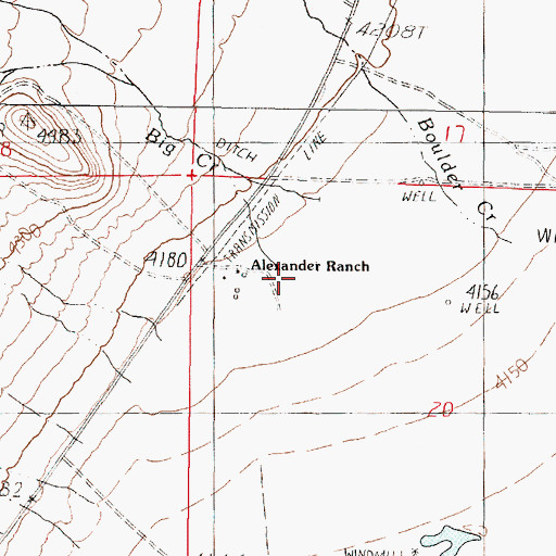 Topographic Map of Big Creek, NV