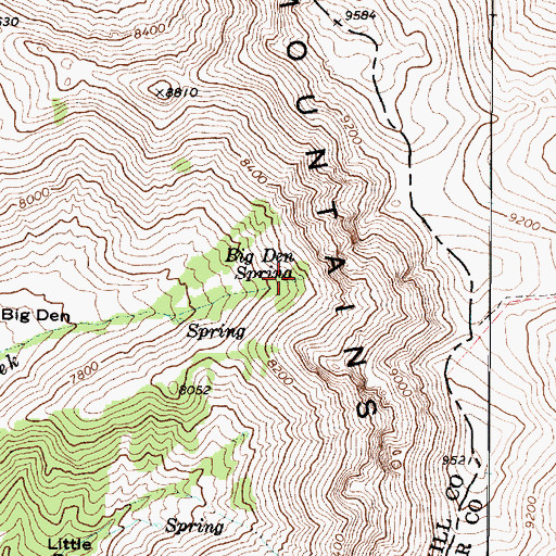 Topographic Map of Big Den Spring, NV
