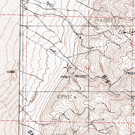 Topographic Map of Big Elk Canyon, NV