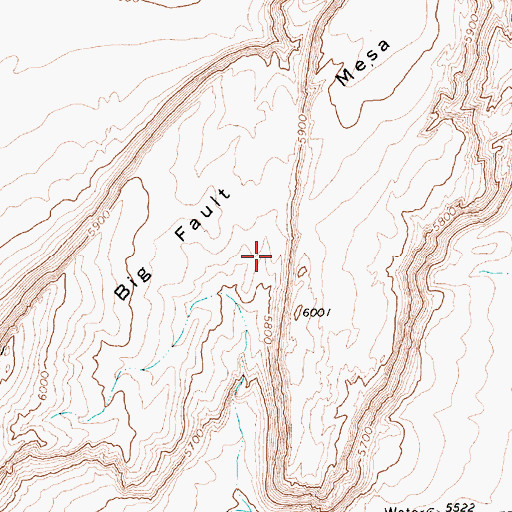 Topographic Map of Big Fault Mesa, NV