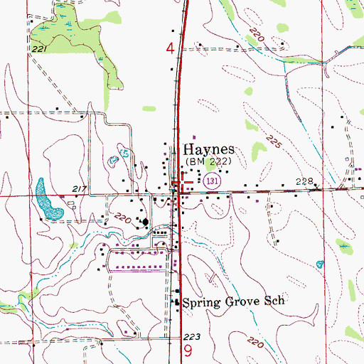 Topographic Map of Haynes Post Office, AR