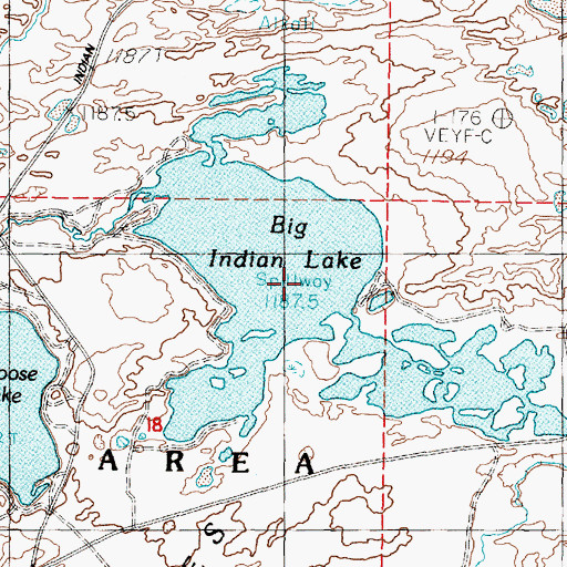 Topographic Map of Big Indian Lake, NV