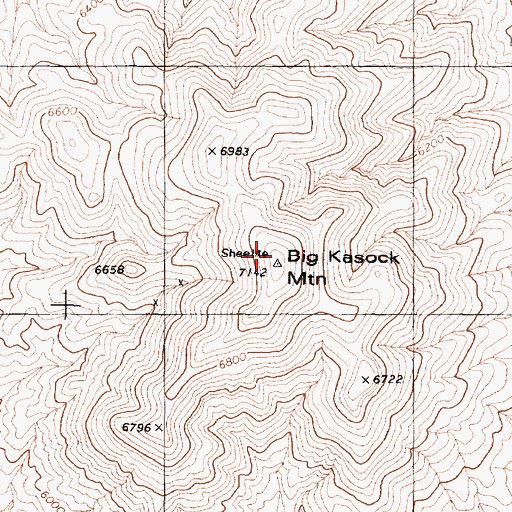 Topographic Map of Big Kasock Mountain, NV