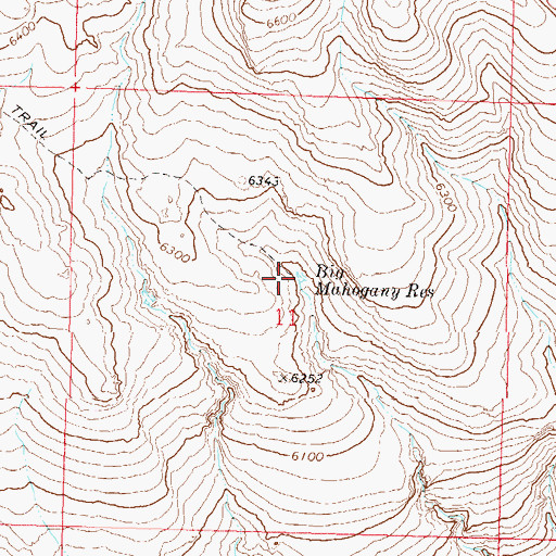 Topographic Map of Big Mahogany Reservoir, NV