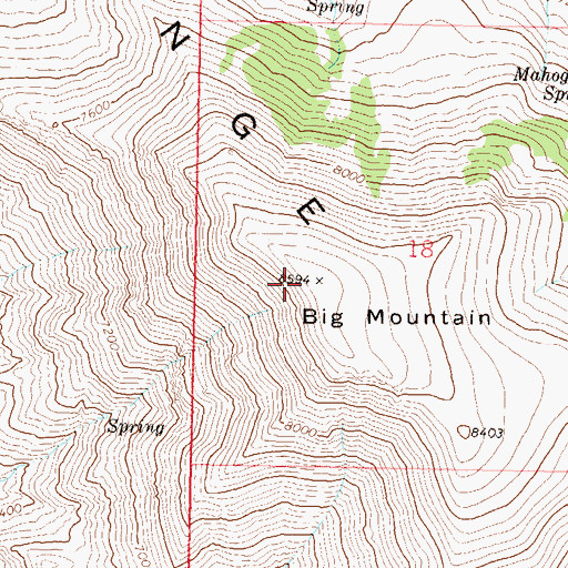 Topographic Map of Big Mountain, NV