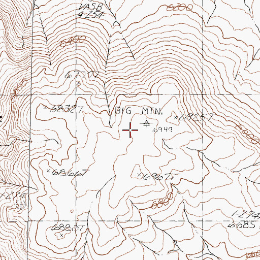 Topographic Map of Big Mountain, NV