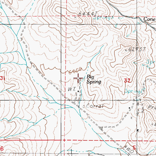 Topographic Map of Big Spring, NV