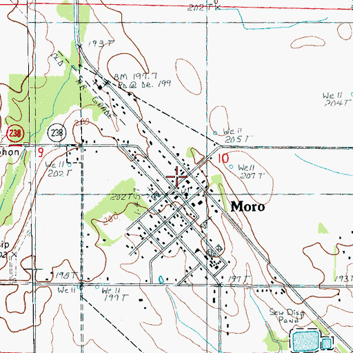 Topographic Map of Moro Post Office, AR