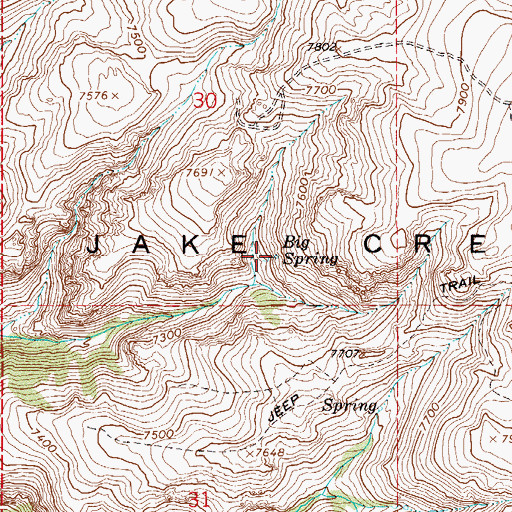 Topographic Map of Big Spring, NV