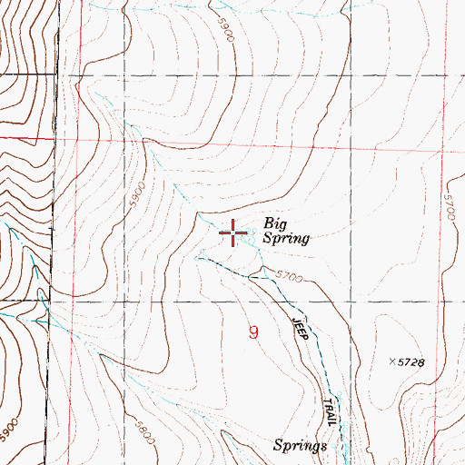 Topographic Map of Big Spring, NV