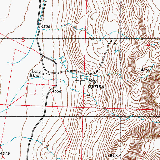 Topographic Map of Big Spring, NV