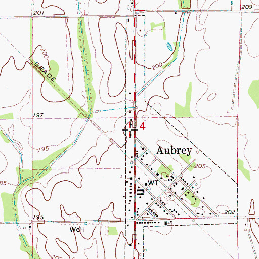 Topographic Map of Aubrey Post Office, AR