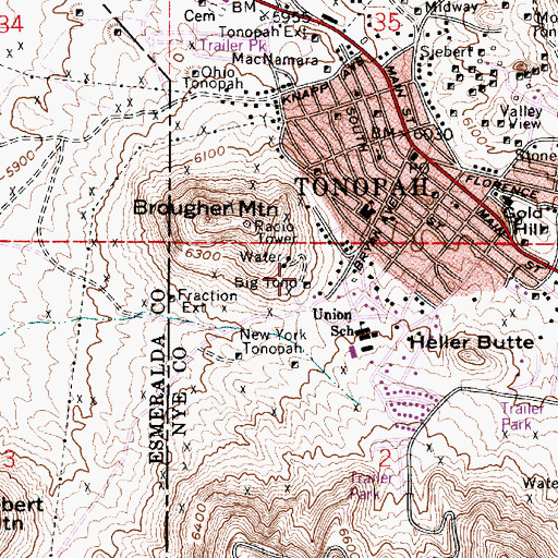 Topographic Map of Big Tono, NV