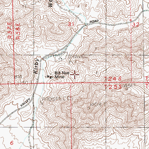 Topographic Map of Bill Nye Mine, NV