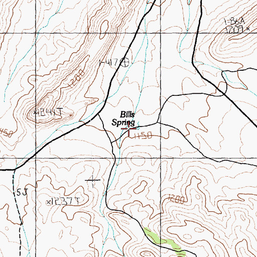 Topographic Map of Bills Spring, NV