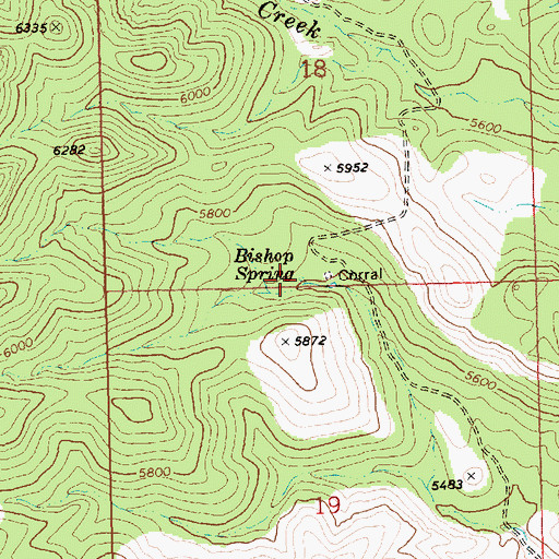 Topographic Map of Bishop Spring, NV