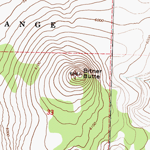 Topographic Map of Bitner Butte, NV