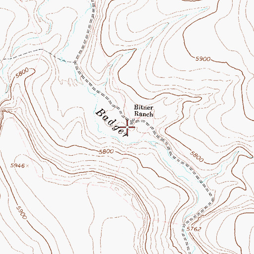 Topographic Map of Bitner Ranch, NV