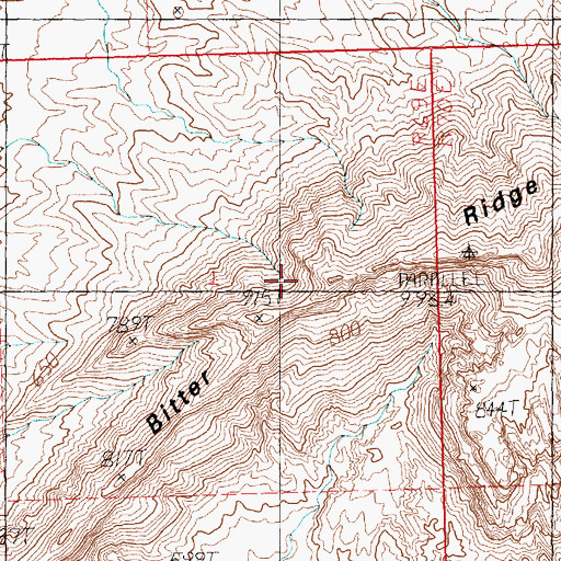 Topographic Map of Bitter Ridge, NV