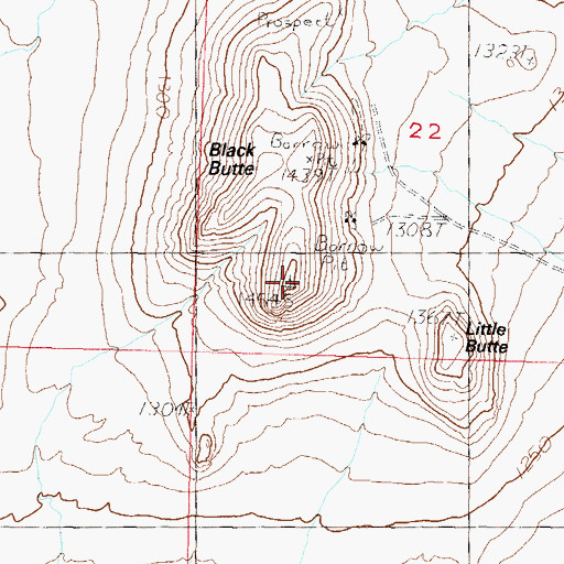 Topographic Map of Black Butte, NV