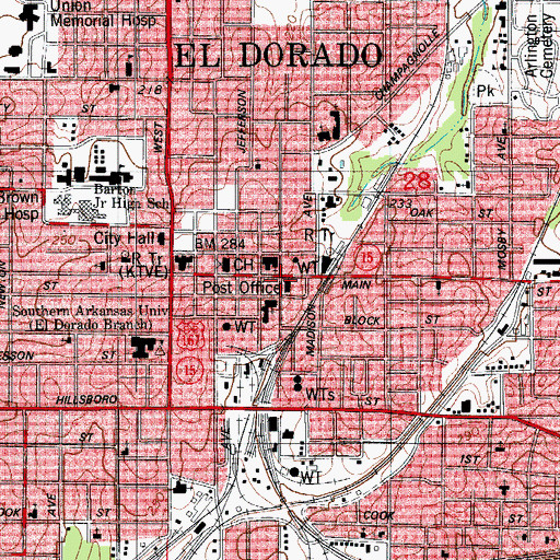 Topographic Map of El Dorado Post Office, AR