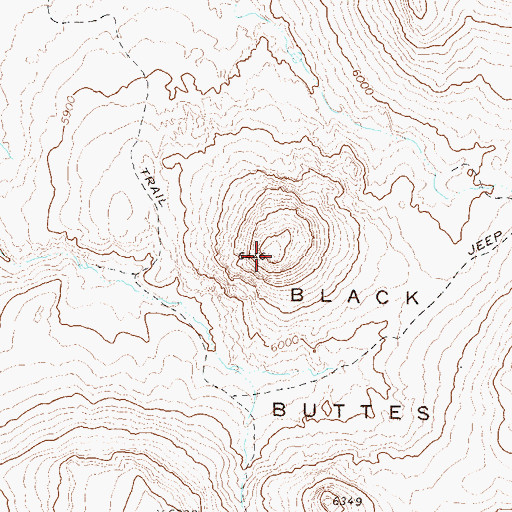 Topographic Map of Black Buttes, NV