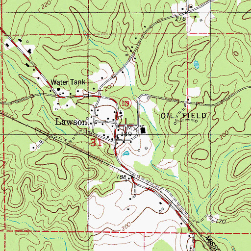 Topographic Map of Lawson Post Office, AR