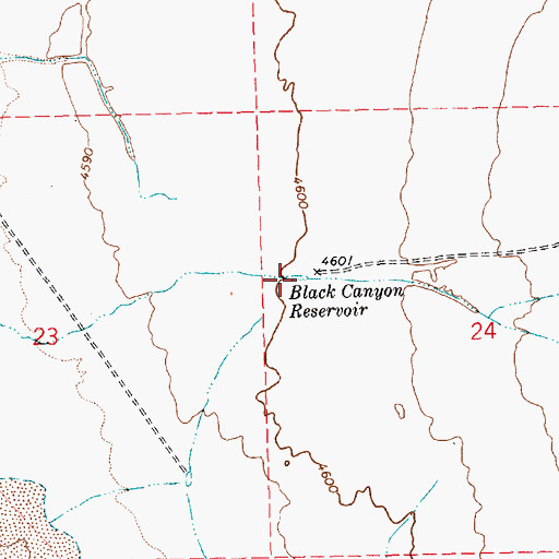 Topographic Map of Black Canyon Reservoir, NV
