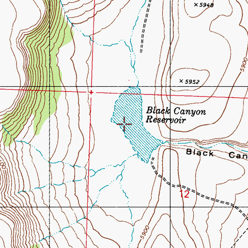 Topographic Map of Black Canyon Reservoir, NV
