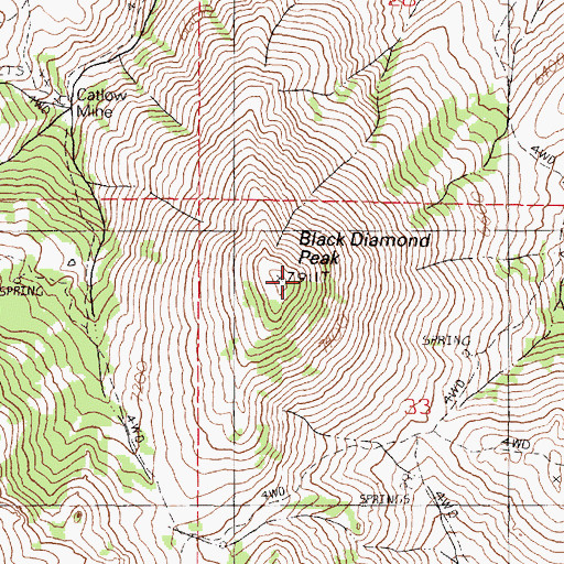 Topographic Map of Black Diamond Peak, NV