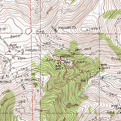 Topographic Map of Black Forest Mine, NV