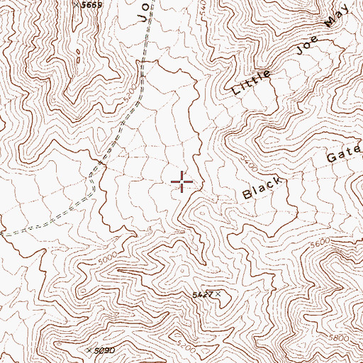 Topographic Map of Black Gate Canyon, NV