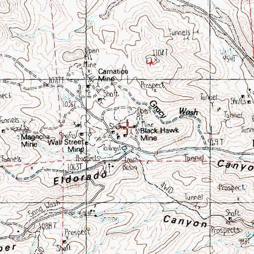 Topographic Map of Black Hawk Mine, NV