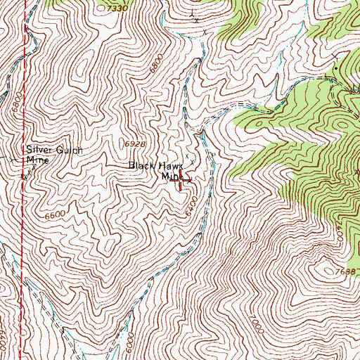 Topographic Map of Black Hawk Mine, NV
