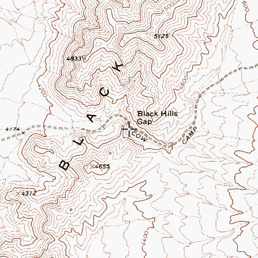 Topographic Map of Black Hills Gap, NV