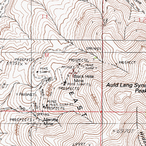Topographic Map of Black Hole Mine, NV