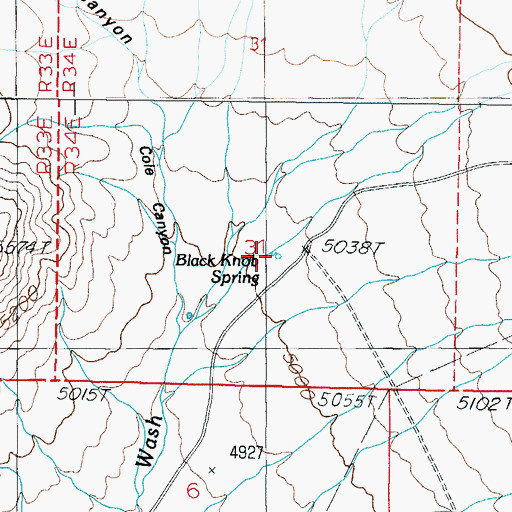 Topographic Map of Black Knob Spring, NV