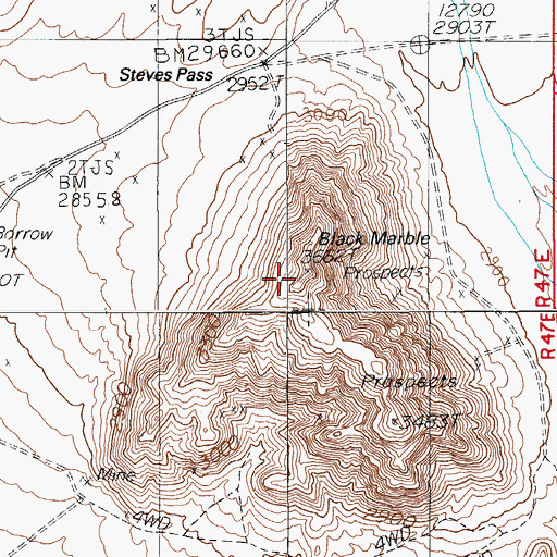 Topographic Map of Black Marble, NV