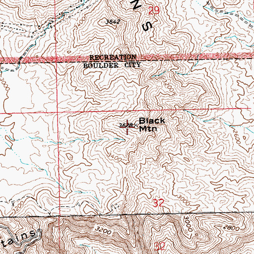 Topographic Map of Black Mountain, NV