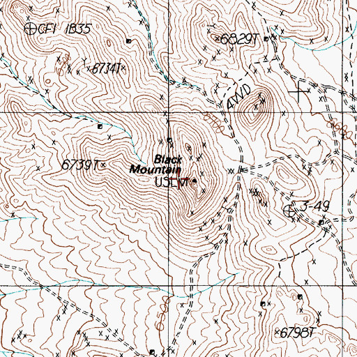 Topographic Map of Black Mountain, NV