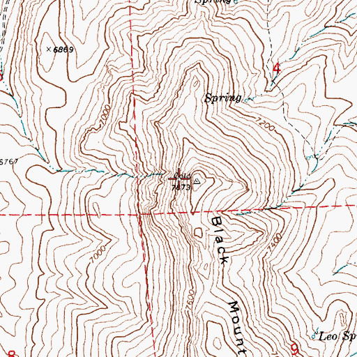 Topographic Map of Black Mountain, NV