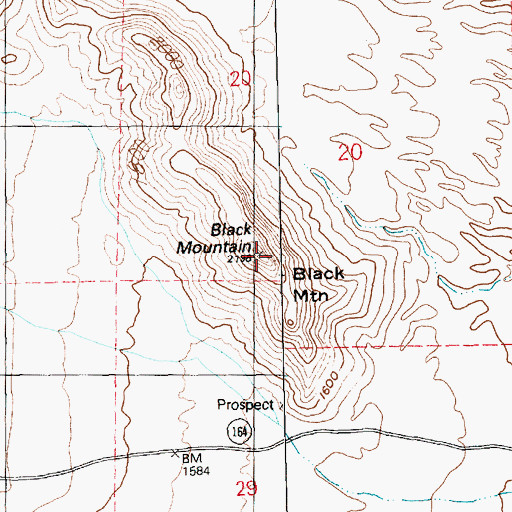 Topographic Map of Black Mountain, NV